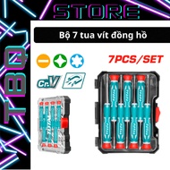 Set of 7 TOTAL THT Watch Electronic Repair Screwdrivers250726 - CR-V Steel, Head T6 T8, PH00, Flat 2