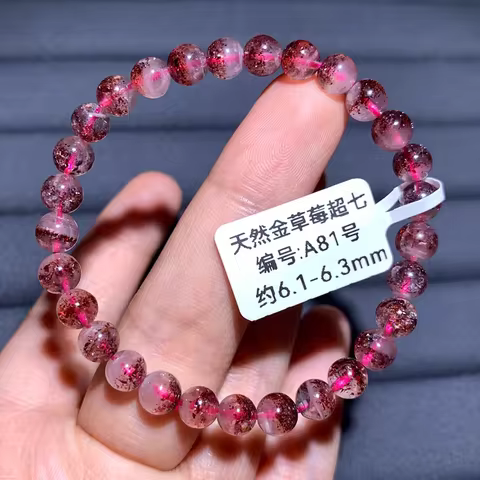 Natural Red Super Seven 7 Lepidocrocite Quartz Bracelet 6mm Clear Beads Stretch Jewelry Rutilated AA