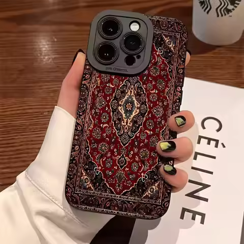Vintage Luxury Persian Rug Case For iPhone 17 16 15 14 13 12 11 Pro Max X XS XR Max 7 8 Plus Soft Bu