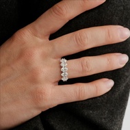 Real Moissanite Oval Cut Ring S925 Sterling Silver 4*6mm 2.5ct Moissanite Half Eternity Ring for Wed