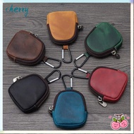 CHERRY4GJ Small Zipper Pouch, with Zipper Mini Coin Purse, Casual Genuine Leather Key Bag Pendant Fo