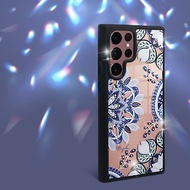 Samsung Galaxy S22全系列 軍規防摔鏡面水晶彩鑽手機殼-青花瓷