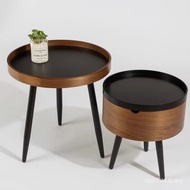 Art Solid Wood Living Room Simple Round Feet Small Apartment Iron Coffee Table Coffee Table Wooden C