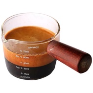 Glass Measuring Cup Espresso Shot Glass 75ML with Wood Handle