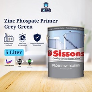 Sissons Zinc Phospate Primer Grey Green 5L (Cat Besi Dengan Anti Karat) Anti Rust Paint Cat Pagar Be