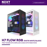 NZXT H7 Flow RGB Mid-Tower ATX Airflow Case with RGB Fans (2024 Edition) - Matte Black | Matte White