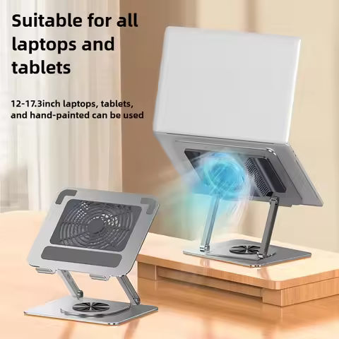 Rotating Laptop Cooling Rack with Fan, Elevated Cooling Base for Tablet, Suitable for Laptop and Tab