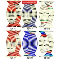 SMARTSIMPLE 16Pcs Motorcycle Wheel Sticker Reflective Rim Tape Motorbike Rim Tape Car Wheel Sticker 