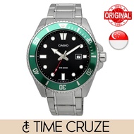 [Time Cruze] Casio MDV-107 Duro Stainless Steel Green Bezel Black Dial 200M Men Watch MDV-107D-3AVDF MDV-107D-3A