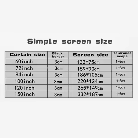 16:9 Simple Projector Curtain 60/72/84/100/120/150 inch Portable HD Display Screen Home Cinema Theat