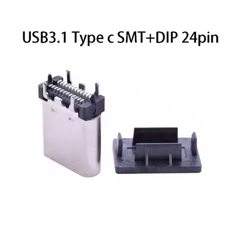 1pc USB3.1 TYPE C Female Socket 24P Charg Port Connector Patch 10.5mm Vertical Plug-in Board With Co