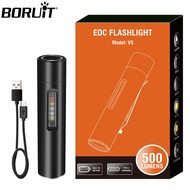 BORUiT V5 LED Flashlight Super Bright Type-C Rechargeable Torch Waterproof UV Work Magnetic Function