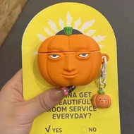 Halloween Pumpkin Emoji AirPods Case, Silicone AirPods 4 Case, Soft AirPods Pro Case, Orange AirPods