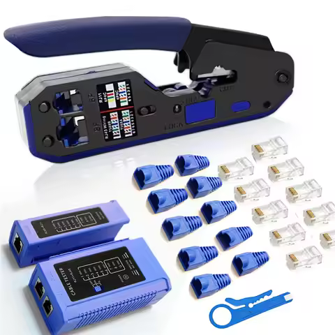 RJ45 Crimp Tool All-in-One Network Crimper CAT6 Crimp Tool Kit Network Cable Tester Wire Stripper Co