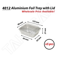 4012 Aluminium Foil Tray With Lid Cover (5 pcs) Wholesale Disposable Cake Container Bekas Aluminium 