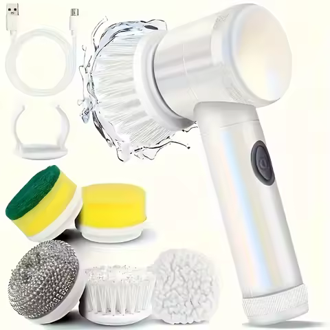 Electric Spin Scrubber Cordless Spin Scrubber with 5 Replaceable Brush Heads Electric Cleaning Brush