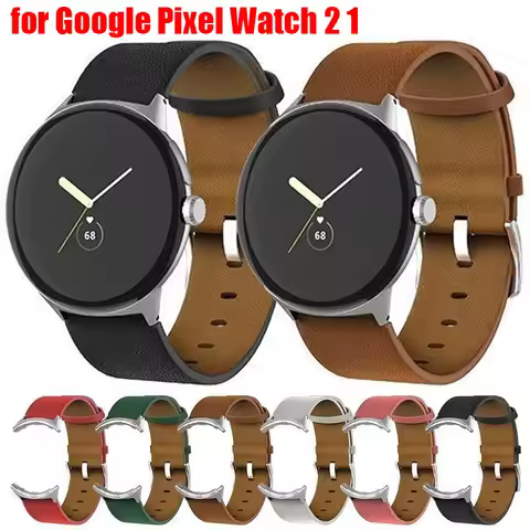 Genuine Leather Strap for Google Pixel Watch 2 1 Band No Gaps Real Leather Bracelet for Men Women Go