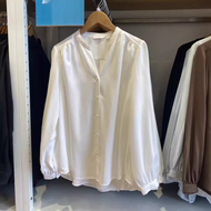 UniqloˉYoujia Yanye Ujia Womens Fancy Pleated Shirt Half Open Collar V Collar Commuter Air Condition