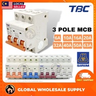 TBC 3 Pole Miniature Circuit Breaker (MCB)  With SIRIM Approved 6 / 10 / 16 / 20 / 32 / 40 / 50 / 63