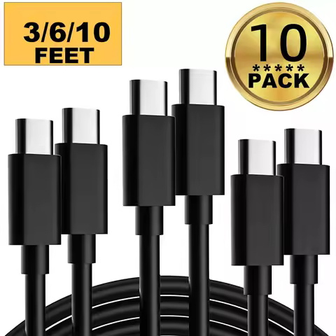 10Pcs 1M 2M 3M PVC Fast Quick Charging USB C to USB-C PD Type c Charger Cable For Samsung S20 S23 S2