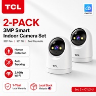 TCL 2-Pack C1L1-U 3MP Indoor WiFi CCTV Camera 355° PTZ Human Detection Auto Tracking Two-Way Audio C