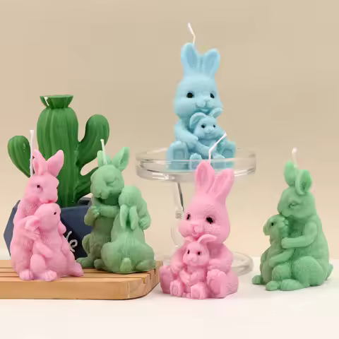1pc, Easter Bunny Aromatherapy Candle Silicone Mold Rebirth Rabbit Gypsum Ornament Egg Shell Rabbit 