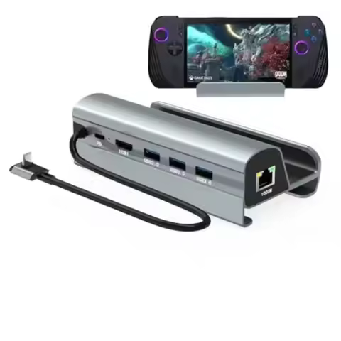 Expansion Dock for ROG Ally X - HDMI 4K60Hz, 1000Mbps Ethernet, 60W PD Charging, USB 3.0, Compatible