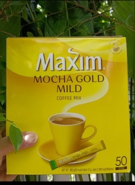 กาแฟแมกซิมนำเข้าจากเกาหลี(Maxim mocha gold mild)3in1 (50 ซอง)50sticks 600 g.  หอม กลมกล่อม