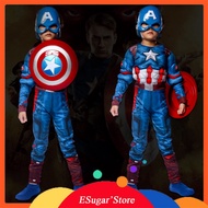 Captain America Costume Kids Boy Marvel  Muscle Spiderman Hulk Thor Ironman Costume Jumpsuit with Mask Glove Shield