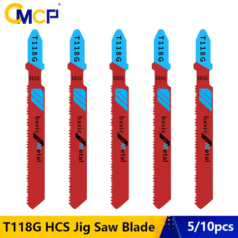 CMCP 5/10Pcs T118G Jigsaw Blades Set T-Shaft HCS Jig Saw Blades for Wood Plastic and Metal Cutting T