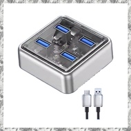 [I O J E] Transparent Usb C Hub 4 Port Expansion with Power Supply Interface Usb 3.2 Protocol High S