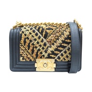 黑/金色 羊皮 粗花 Boy 20 鏈帶 肩背包 無卡【CHANEL 香奈兒】 A67085