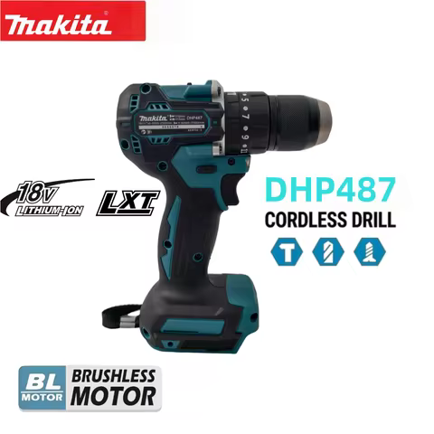 Makita 18V Li-ion Battery New Makita DHP487 Brushless Hammer Drill 40N.m 2 Speed Cordless Impact Scr