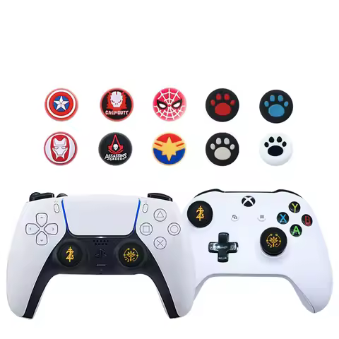 Marvel Spider-Man Captain America Thumbstick Grip Case for Use with Sony Dualshock 5/4/3 Ps5 Ps4 Ps3