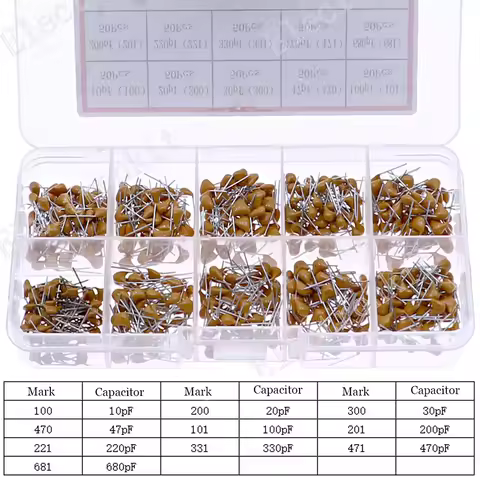 500pcs 10Value 50V Multilayer Monolithic Ceramic Capacitors Assorted Mixed kit10pf20pf30pf47pf100pf2