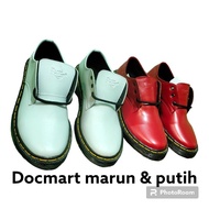 PUTIH Dr.martens Men's 3-hole Strap Boots Maroon White Color | Order HADE UK 36-45