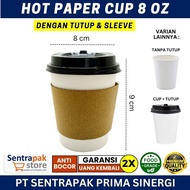 Paper Cup 8 oz Hot - With Lid & Sleeve - 8oz Paper Coffee Cup