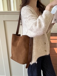 Private customized bag) womens messenger bag shoulder bag Korean niche INS suede suede surface retro