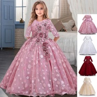 2021 Winter Long Sleeve Kids Girls Dresses Embroidery Girl Dress Gaun Budak Perempuan Kembang Baju P