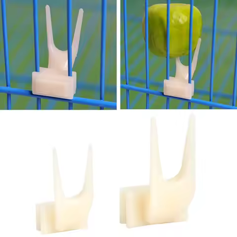 5Pcs Fruit Fork Parrot Pet Bird Plastic Food Holder Feeding on Cage for Hamster Rat 2 Size S/L Fruit