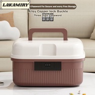 LAKAMIRY Lockbox, Lockable Thickened Password Lock Safe Box, Household Two Layers Large Capacity Por