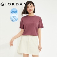 GIORDANO Women T-Shirts High-Tech Cooling Antibiosis Tee Cap Sleeve Crewneck Solid Color Simple Fash