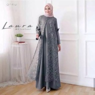 Gamis Syari Brokat Terbaru Model Baju Gamis Kombinasi Brokat Laura