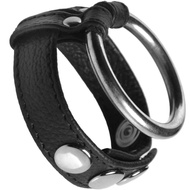 Strict Leather and Steel Cock and Ball Ring (Genuine Leather)