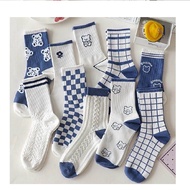 Set 5 vớ cổ cao KAKA hoạt hình LOTSO Bear màu hồng họa tiết dễ thương cho nữ