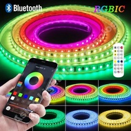 การแข่งม้าวิ่ง RGB IC แถบไฟ LED ฝันสี SMD 5050 IP67กันน้ำการตกแต่งบ้านยืดหยุ่นได้โคมไฟเชือกการตกแต่ง