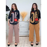 Oversized Cargo Suit LD 120 CM Women's Suit 3 Sleeve Top/4 and Cargo Pants Oh Lala Fashion Muslim Su