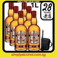 1L Chivas Regal 12 Years Blended Scotch Whisky 1 Liter 6 Bottles No Box - Free Trolley Bag