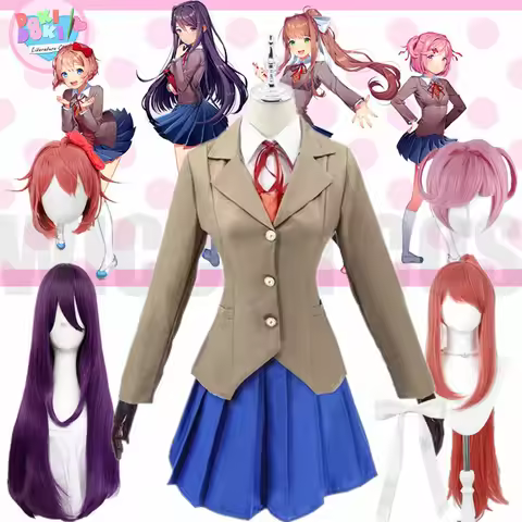 Anime Doki Doki Literature Club Monika Cosplay Costumes Sayori Yuri Natsuki Halloween Costumes for W