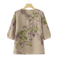Oversized Floral Print Summer T-Shirts - 3XL to 8XL - Orange & Green